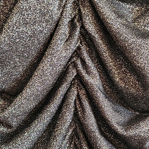 V-Neck Sexy Evening Dress, Date Night, Mini-length&Drape, Black/Grey, Sparkly - Picture 4 of 5